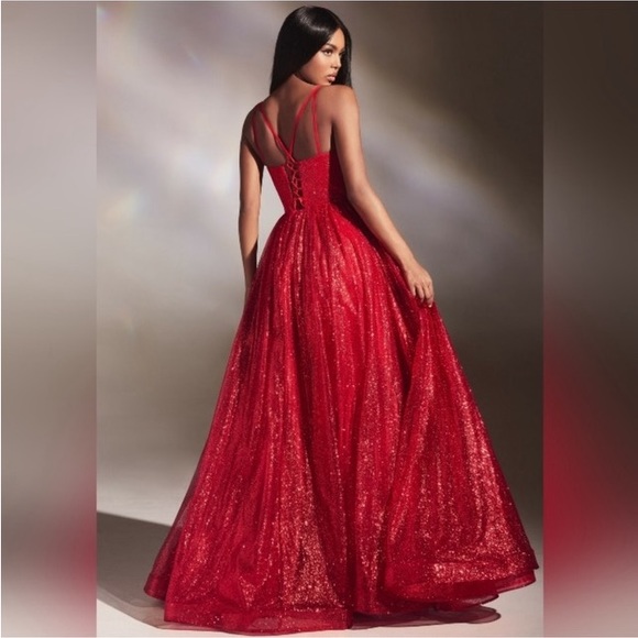 Red Glitter Prom/ wedding dress - Picture 2 of 8